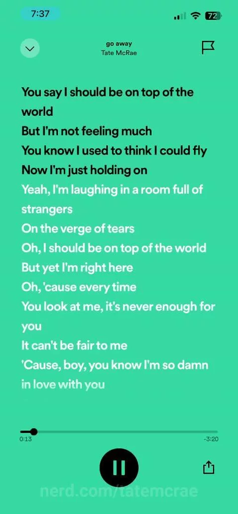 One of my fav Tate McRae songs by tatemcrae