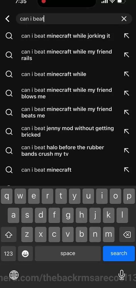 Bro I was tryna lookup a Minecraft video 😭 by thebackrmsarecool13