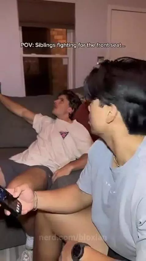 Siblings fighting for the front seat. by bloxian