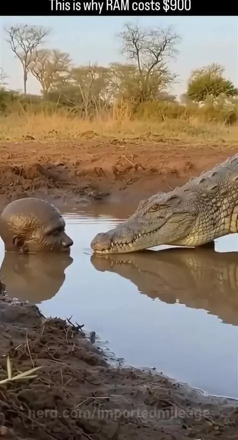 A brave man scares away alligator by importedmileage
