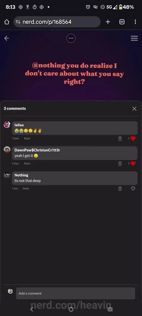 Bruh I don't care if you think it's corny or if you don't ca... by heavin