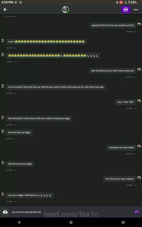 She came out of nowhere and started saying the N Word and ot... by tox1c