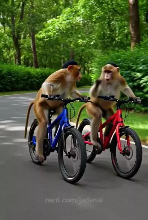 blue Monkey races red Monkey on ebikes by jadenai