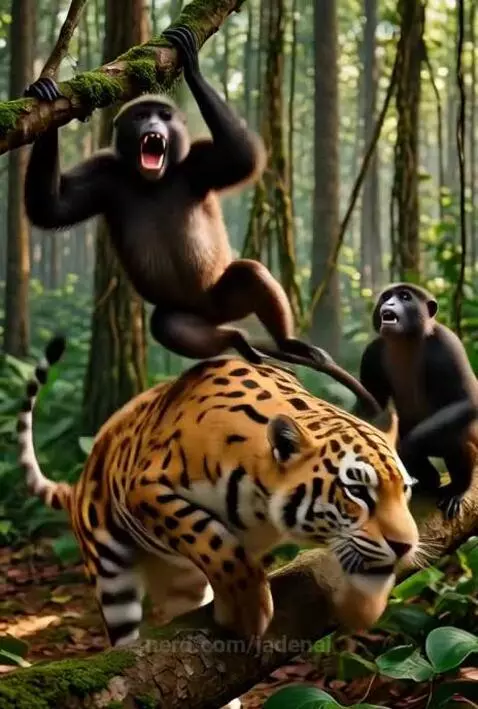 Monkey gang jumps Jaguar by jadenai