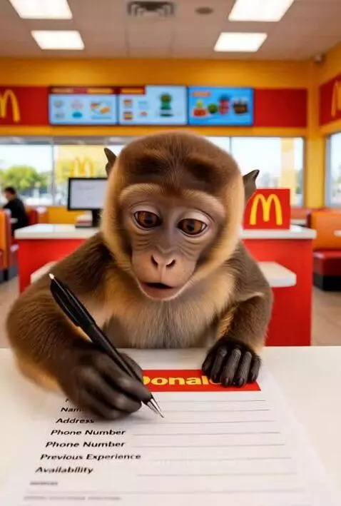 Monkey signs up to work at McDonald’s by jadenai
