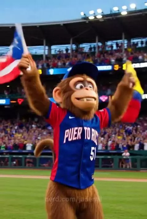 Monkey cheers for Puerto Rico winning against Colombia by jadenai