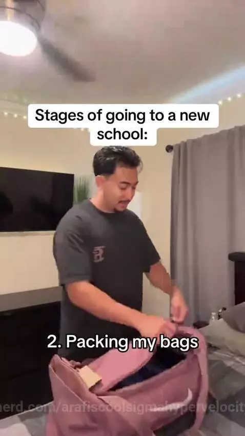 Stages of going to a new school by arafiscoolsigmahypervelocity