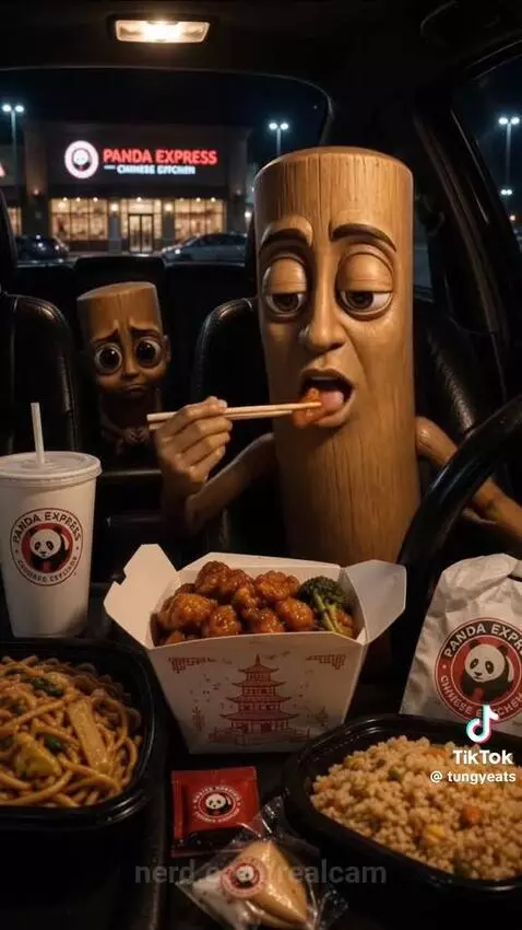 Panda exprise mukbang with tung tung by realcam