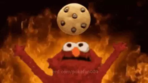 burning, elmo, cookie by pokefan001